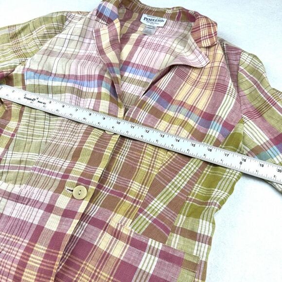 Pendleton‎ %100 Linen Pink Plaid Blazer Women’s S - Picture 5 of 11